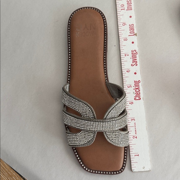 Madden NYC Sparkle Slide on sandals flats Womens 7 Hermes style dressy Fun - Picture 10 of 11